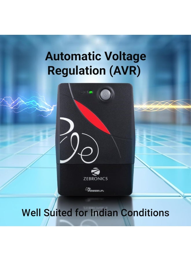 ZEBRONICS Zeb-U725 600VA UPS for Desktop/PC/Computers (not for Routers) with Automatic Voltage Regulation, Black - Image 3